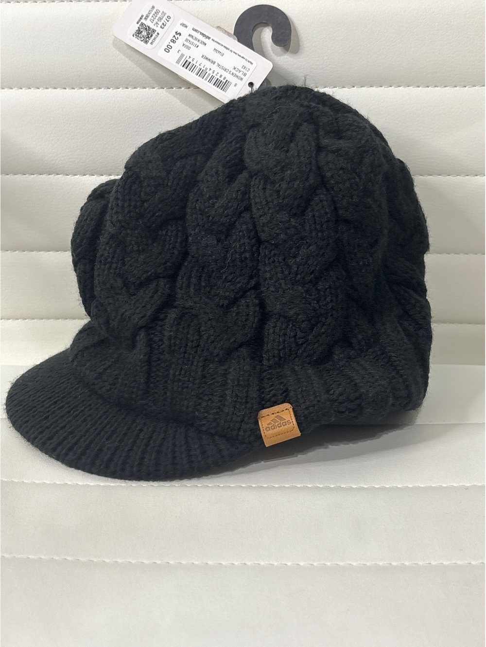Adidas Black Knit Beanie Hat with Brim